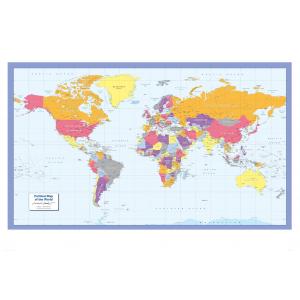 Color Blind friendly Political Wall Map of the World - Large by Cosmographics