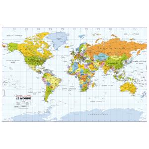 Political World Wall Map, French Language by Global Mapping