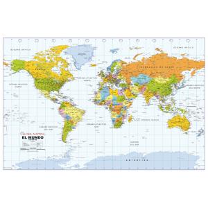 Political World Wall Map, Spanish Language by Global Mapping