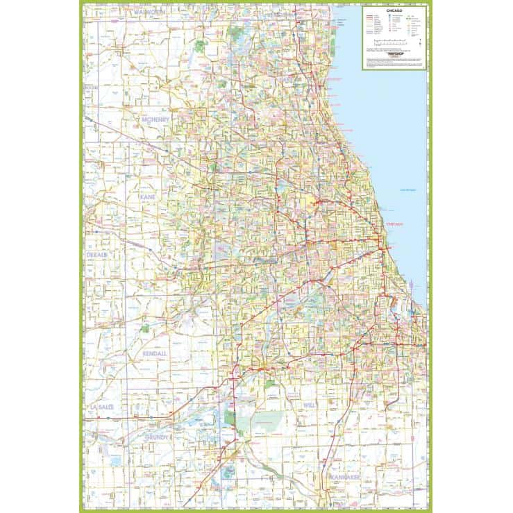 Detailed map of Chicago with city streets, highways, lakes, and neighborhoods, ideal for travel planning, navigation, and geographic reference.