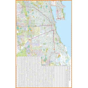 Chicago, Illinois Streets Wall Map by GM Johnson