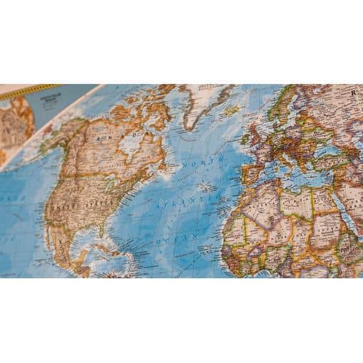 Detailed political world map with countries, cities, and continents, ideal for travel planning and geographic education.