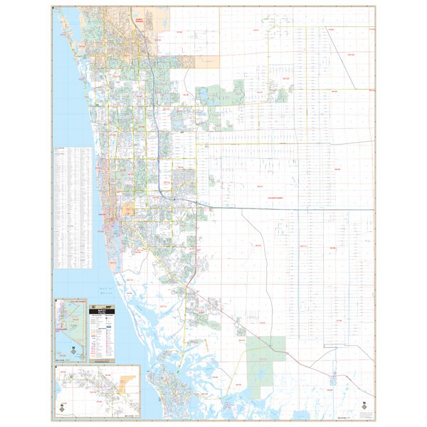 Naples & Collier County, FL Wall Map by Kappa The Map Shop