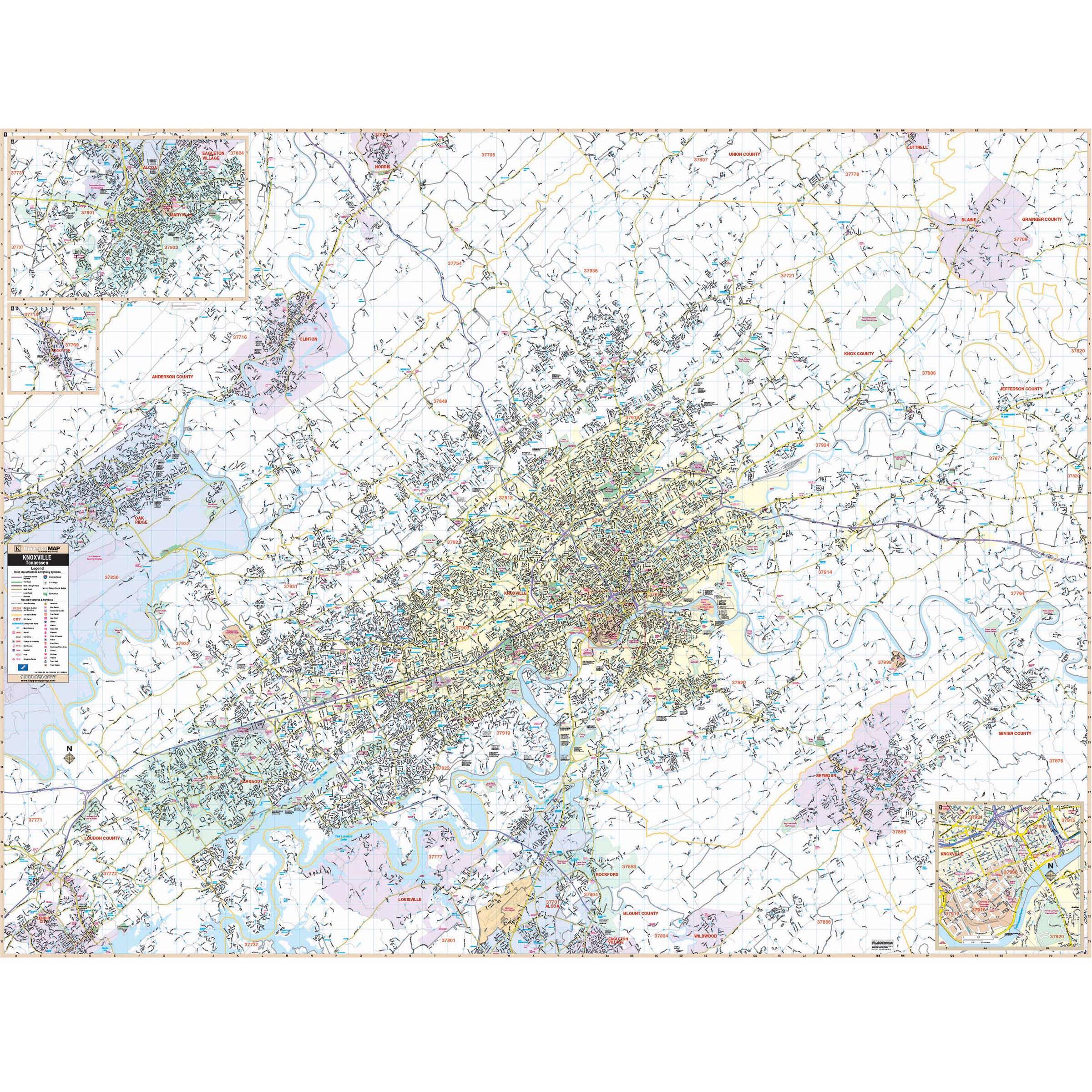 The Map Store Knoxville Tn Knoxville, Tn Wall Map - The Map Shop