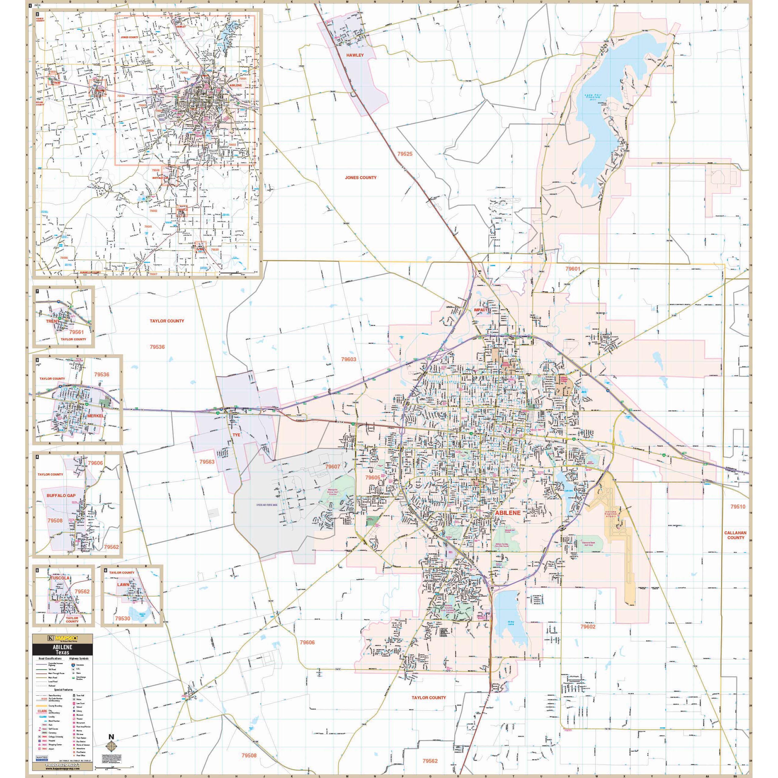 Abilene Tx Wall Map By Kappa The Map Shop