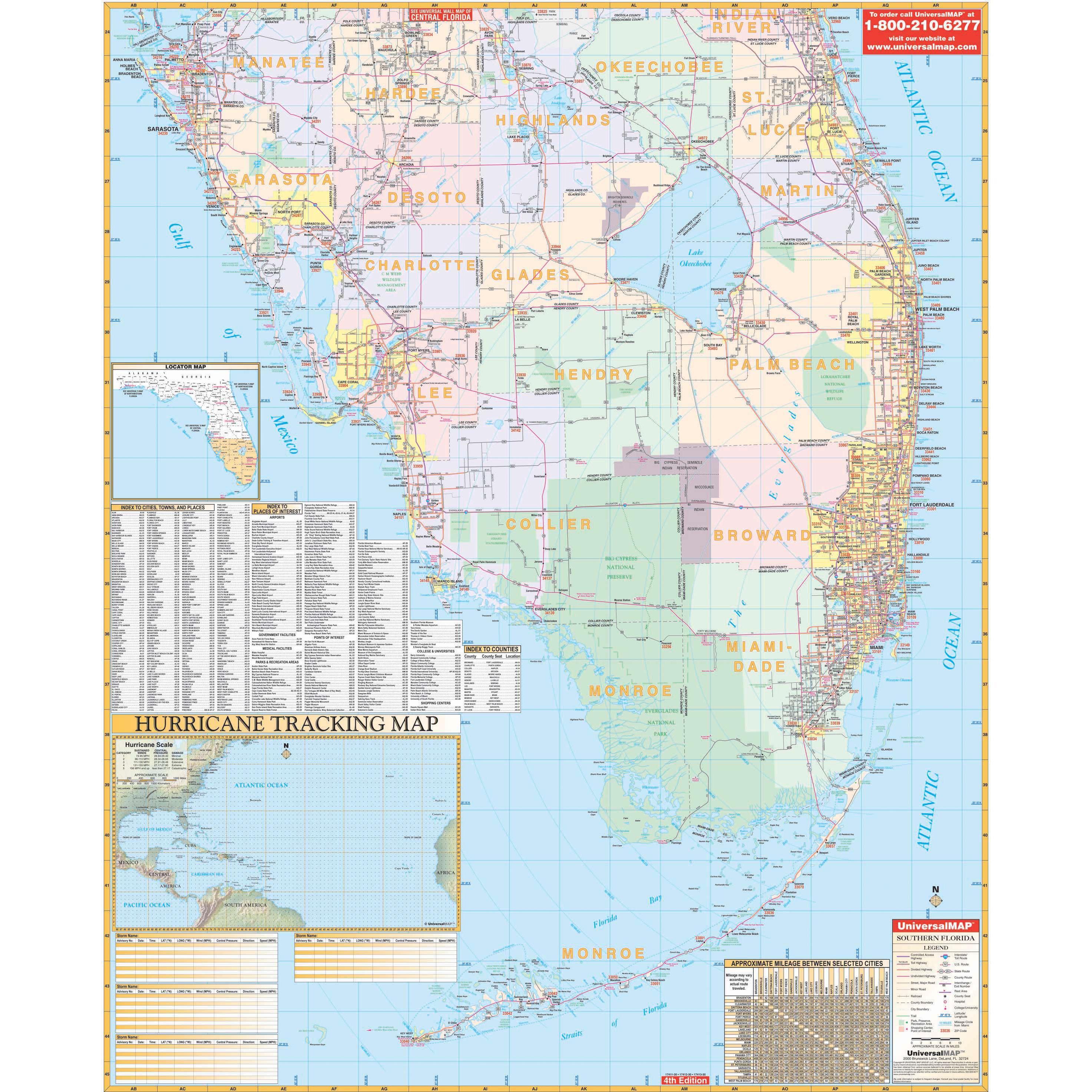 Folded Maps: Miami, Fort Lauderdale, and West Palm Beach Regional Map