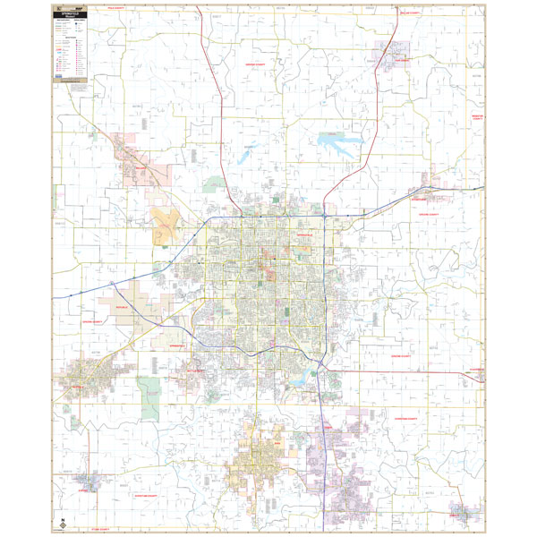 Springfield Mo Maps Streets Springfield, Mo Wall Map - The Map Shop