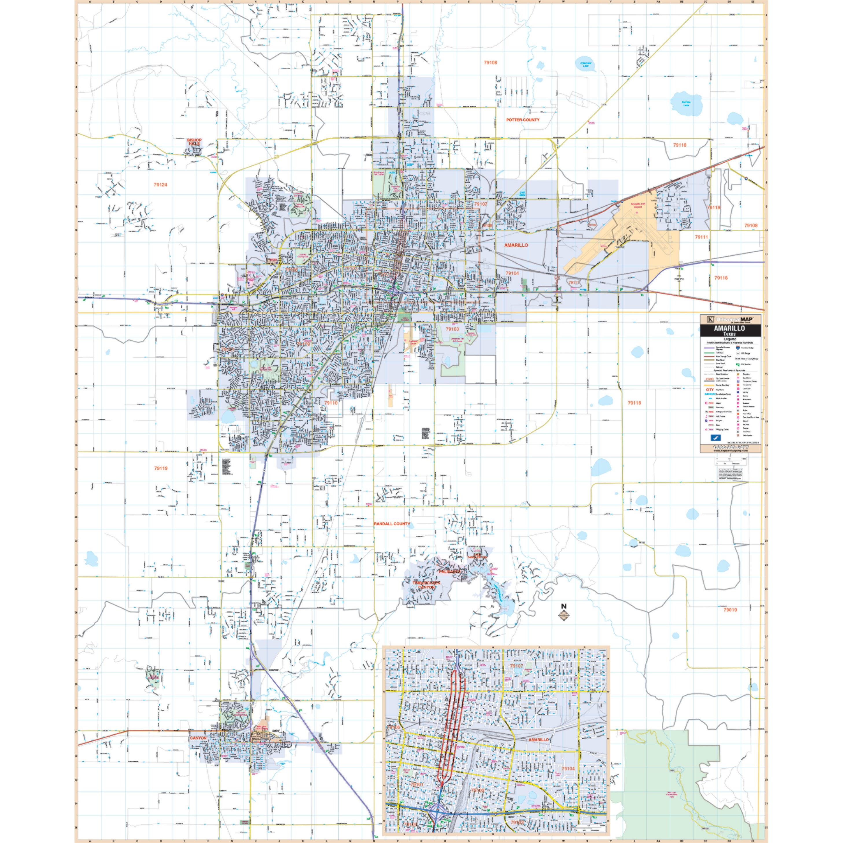 Amarillo City Limits Map Amarillo Tx Wall Map The Map Shop