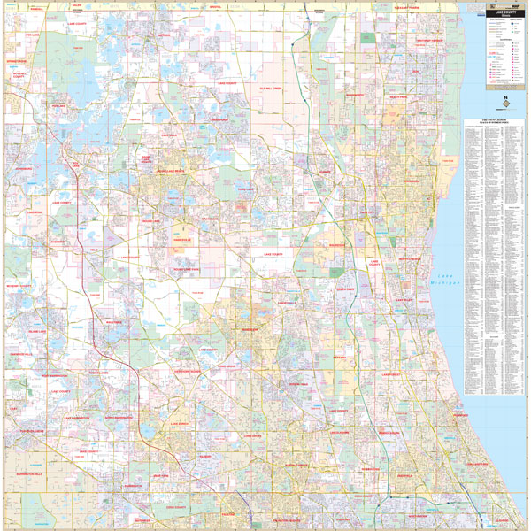 Lake County, IL Wall Map by Kappa The Map Shop