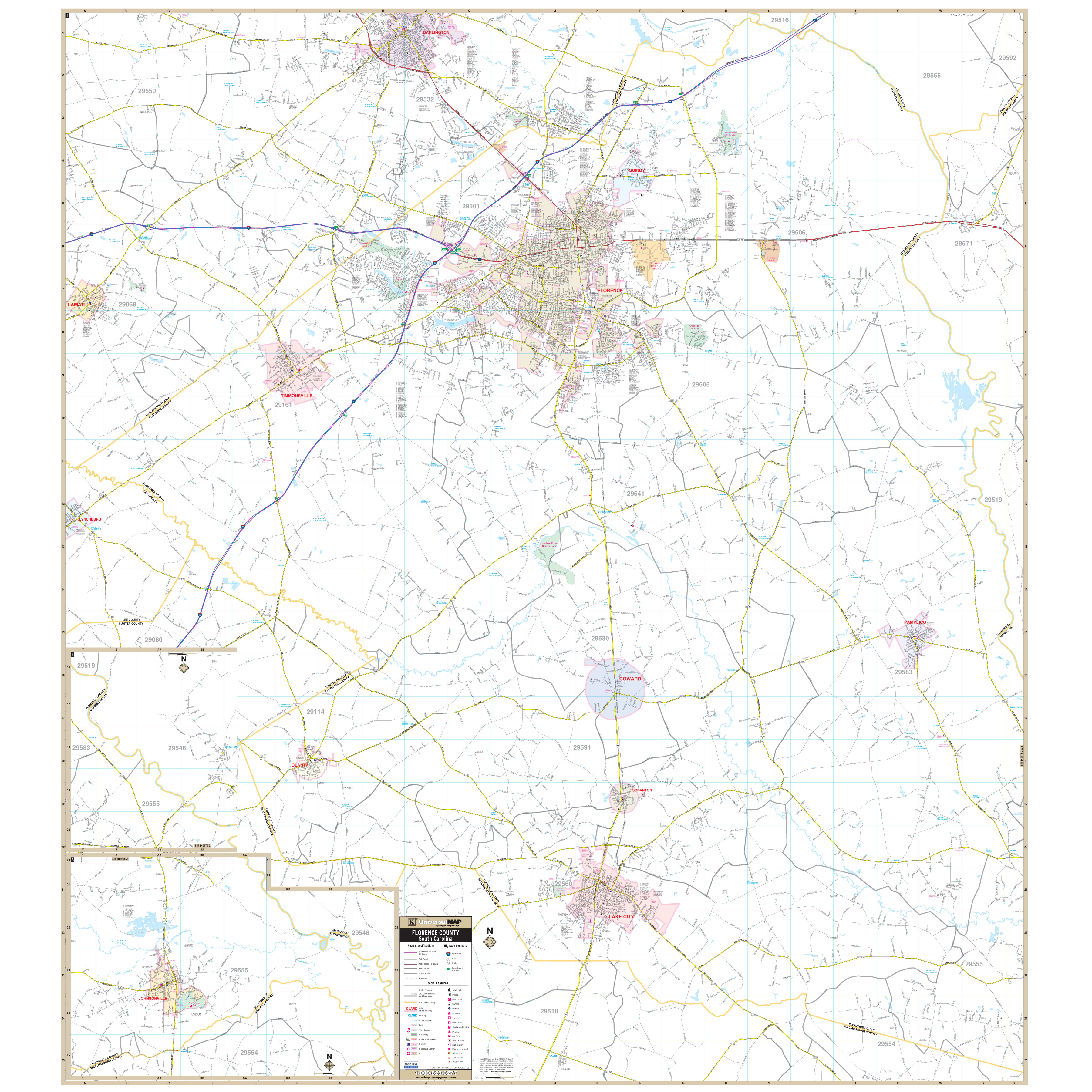 Florence Sc City Limits Map Florence, Sc Wall Map - The Map Shop