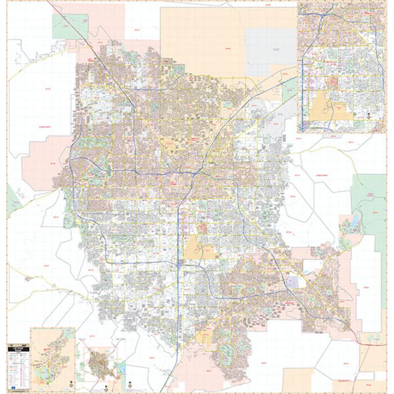 2019 Metro Maps Las Vegas Valley FULL DETAIL Wall Map 48"x66" NEW 