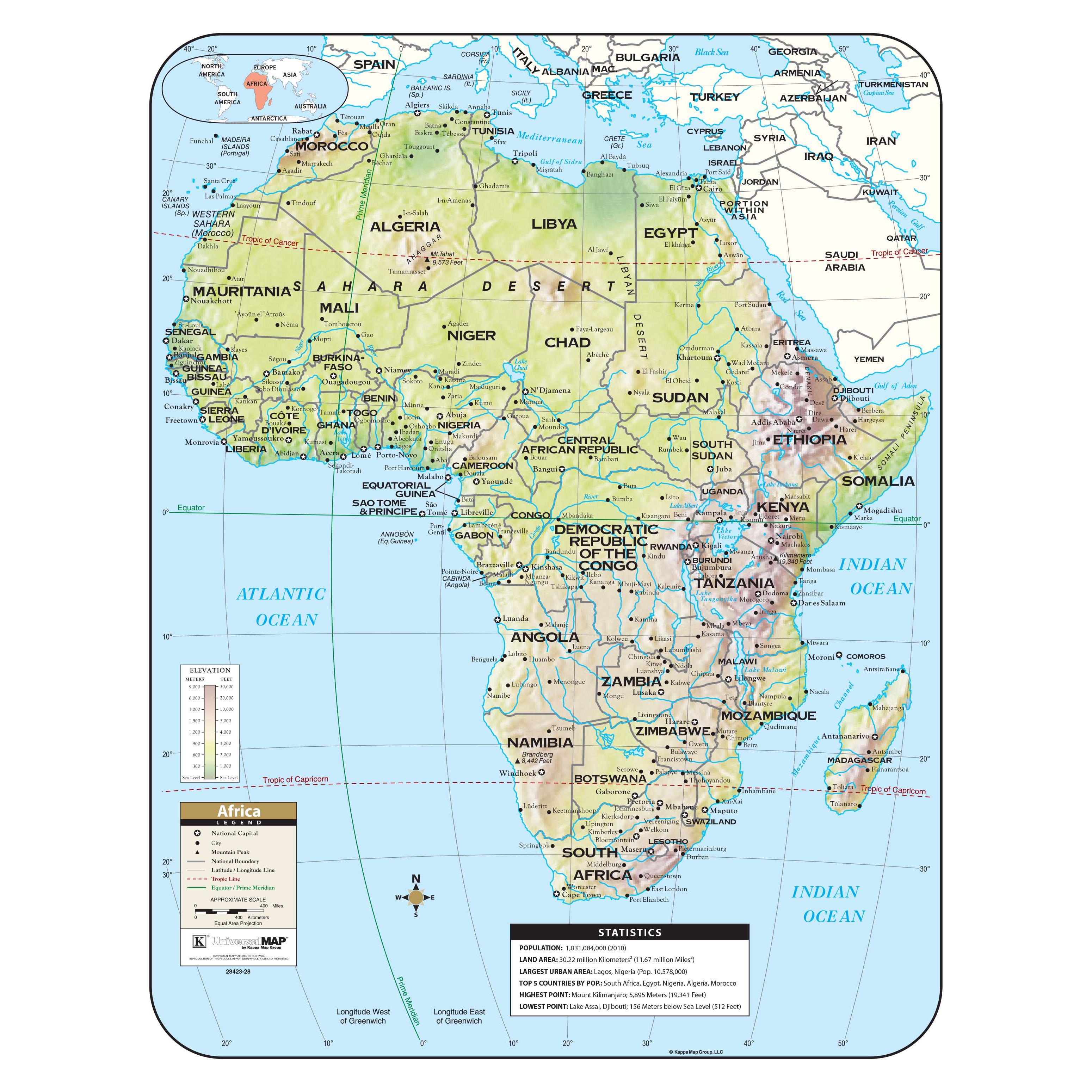 Africa Shaded Relief Map The Map Shop