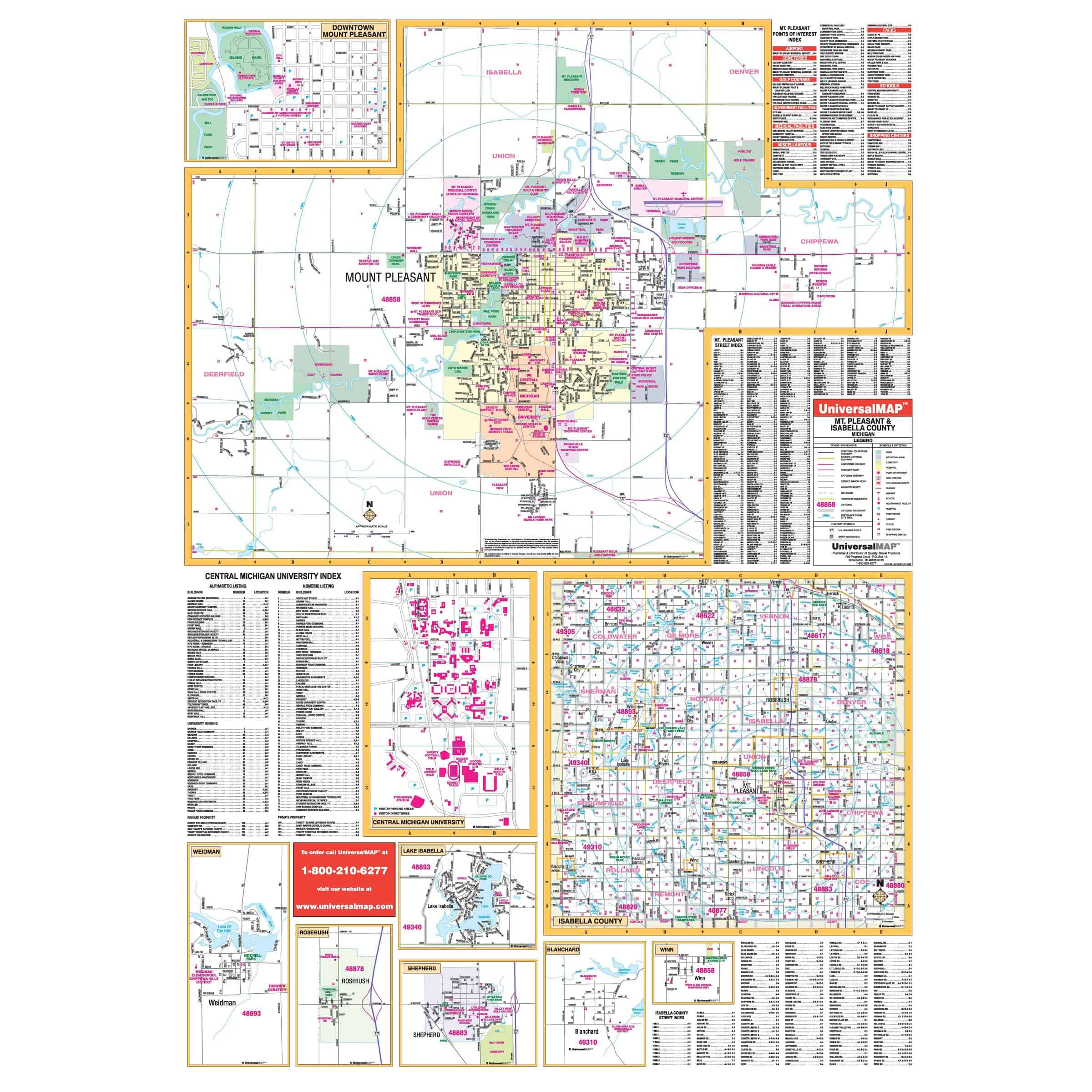 Map Of Mt Pleasant Mi Mt Pleasant, Mi Wall Map - The Map Shop