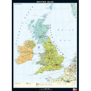 British Isles Wall Map For Children Reversible Political/Physical Laminated Map