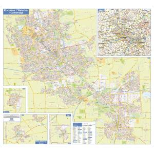 Kitchener Waterloo Cambridge Wall Map - Street Detail by Lucid Map