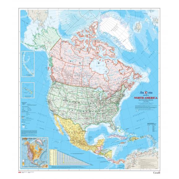 Detailed North America map showing countries, states, cities, and major landmarks, perfect for travel planning, navigation, and geographic education.