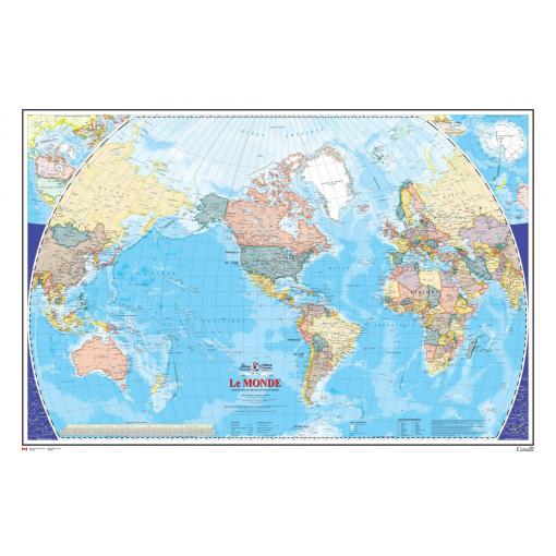 Detailed political world map with country boundaries, labels, and geographic features, ideal for educational use and geographic reference from The Map Shop.