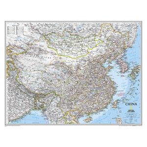 China Wall Map by National Geographic
