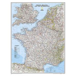 France, Belgium, and The Netherlands Classic Wall Map by National Geographic