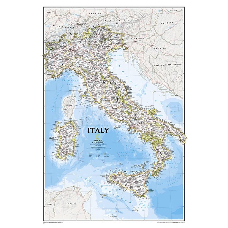 Italy Classic Wall Map by National Geographic