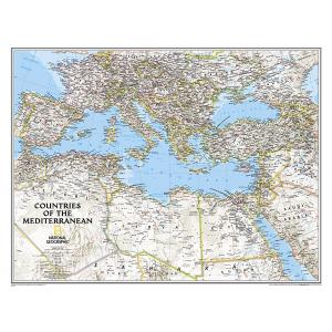 Mediterranean Region Wall Map by National Geographic