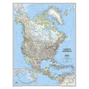 North America Classic Wall Map by National Geographic