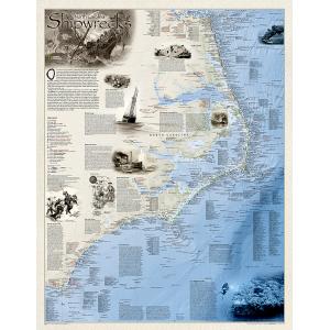 Shipwrecks of Outer Banks Wall Map by National Geographic