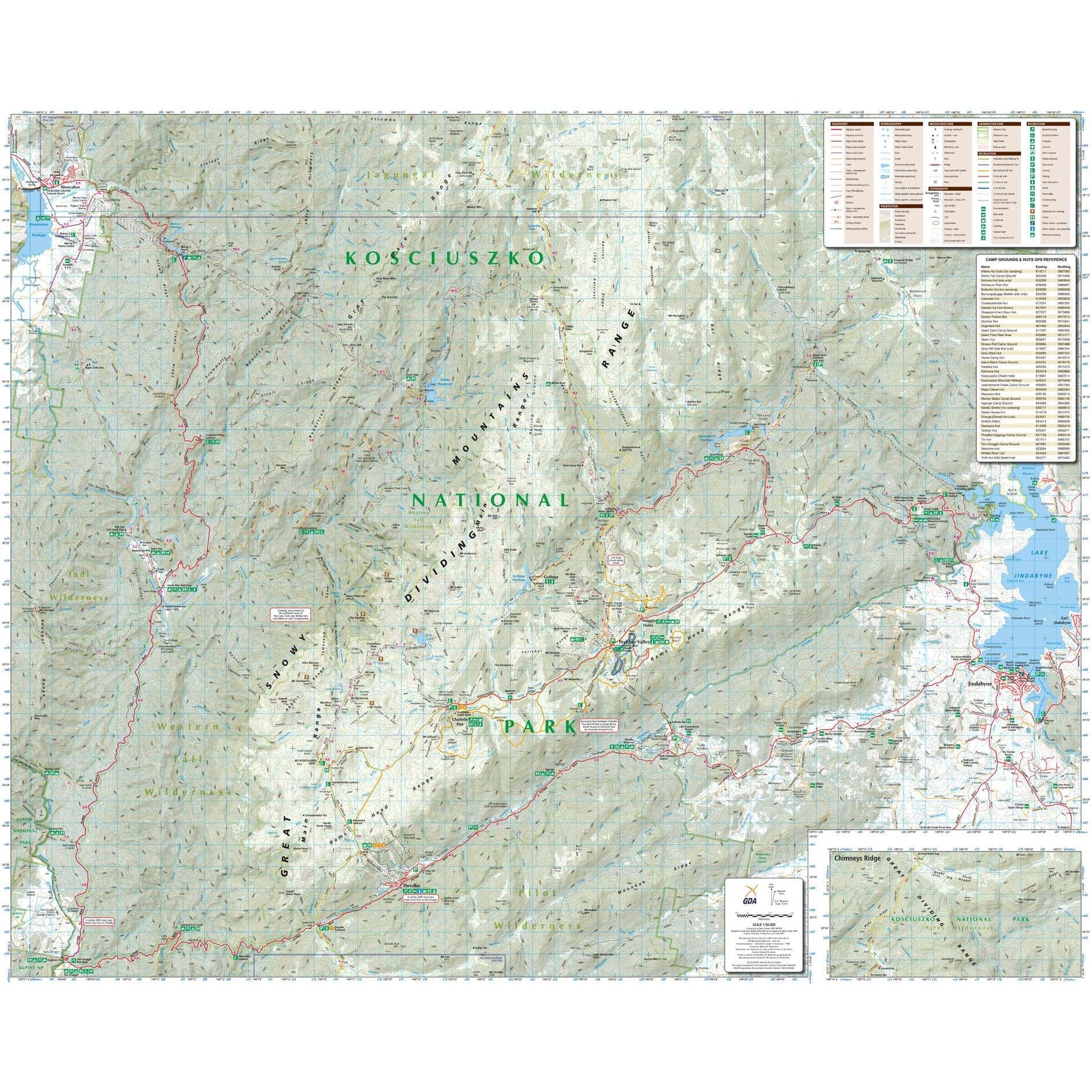 Kosciuszko National Park Topographic Map Kosciuszko Alpine Area, New South Wales Topographic Map - The Map Shop