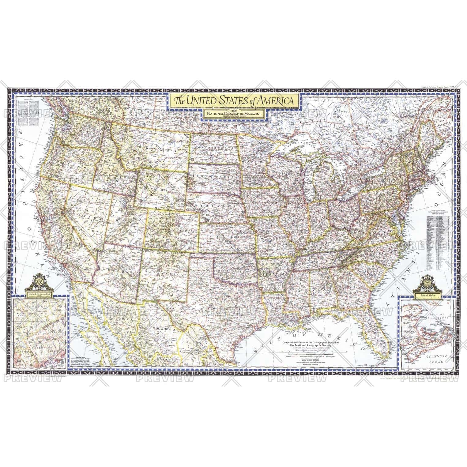 United States of America - Published 1946 - The Map Shop