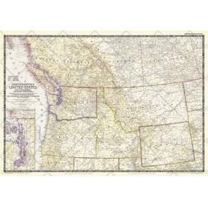 Northwestern United States and Canadian Provinces - Published 1950 by National Geographic