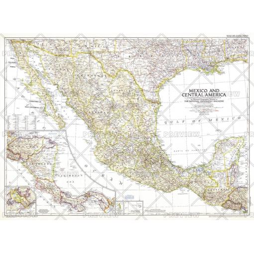 Detailed vintage map of Mexico and Central America showcasing geographical features, borders, and major cities for travel planning and educational purposes.