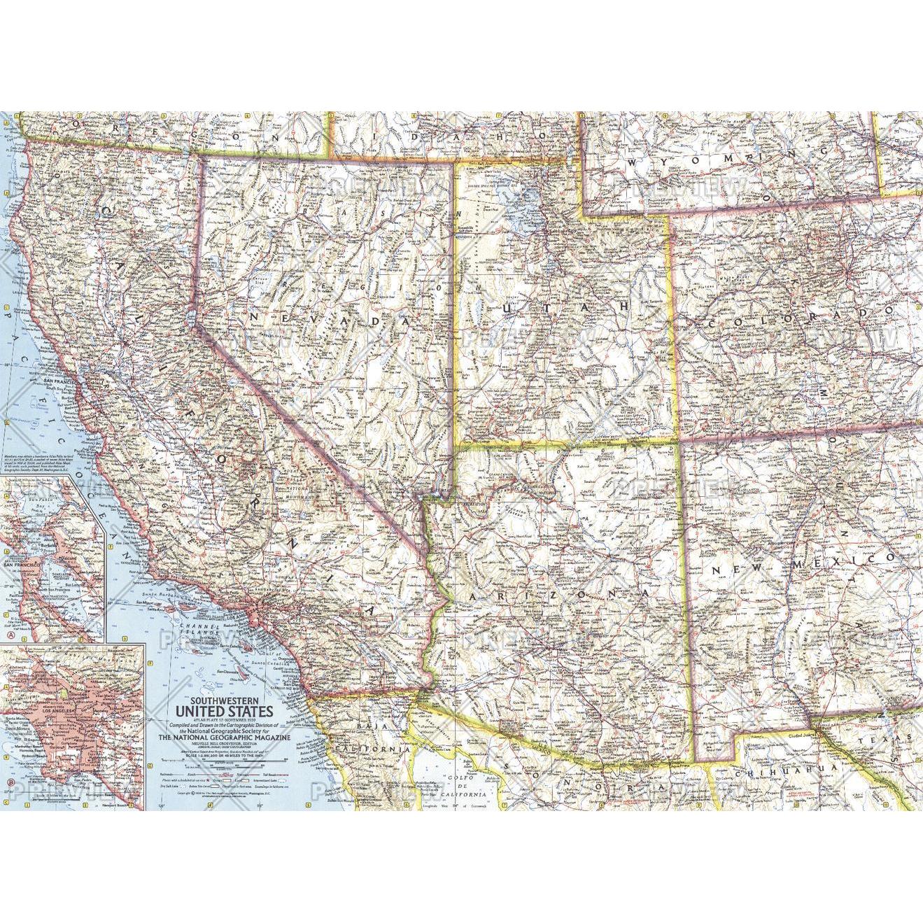 Восточное побережье америки города. Карта США National Geographic. Западное побережье США на карте. Восточное побережье США на карте. Юго-Восточное побережье США.