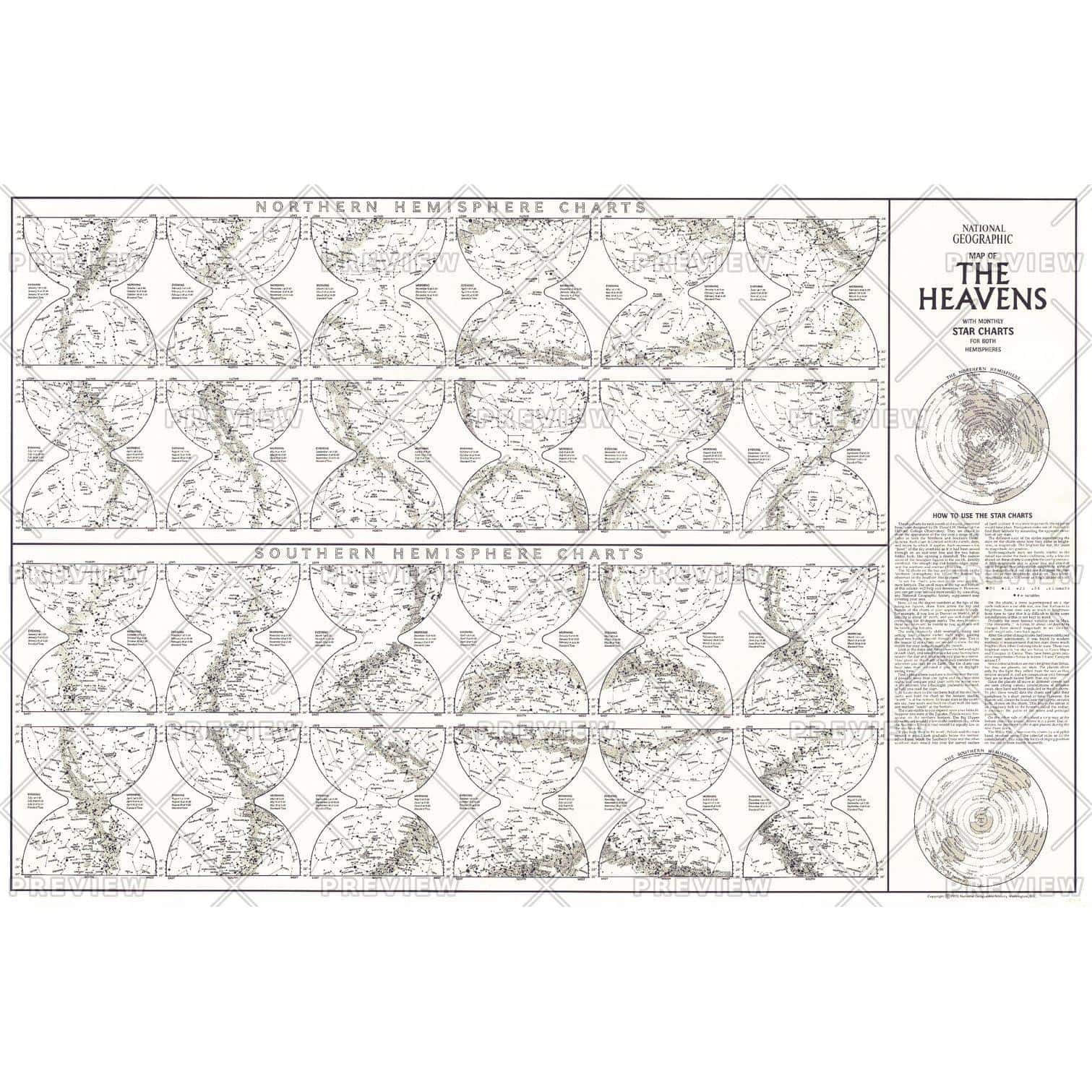 National Geographic The Heavens Star Chart Poster - 30.5 X 22.75 Inches Art Quality Print