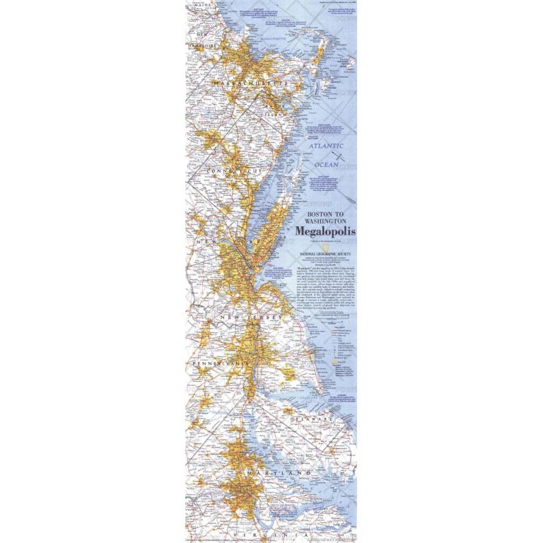 Boston To Washington Megalopolis - Published 1994 by National Geographic