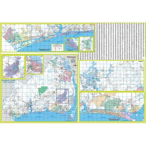 Detailed map of Brunswick County, North Carolina showcasing roads, landmarks, and geographic features, ideal for travel planning, navigation, and outdoor activities.