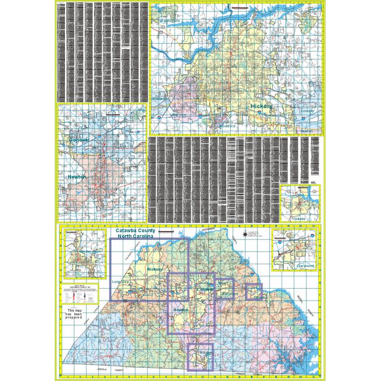 Hickory and Catawba County, NC Wall Map
