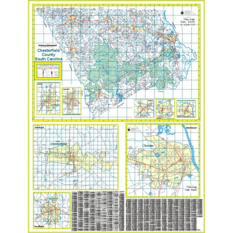 Cheraw and Chesterfield County, SC Wall Map