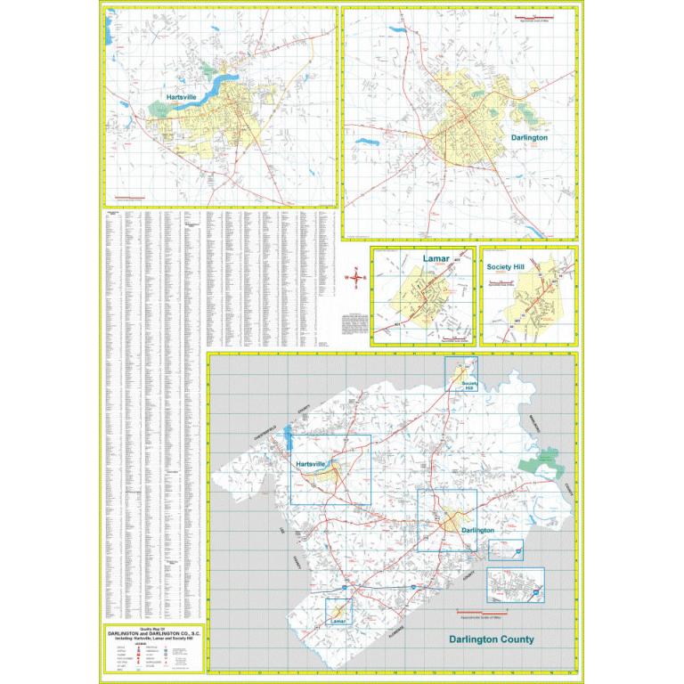 Darlington County, SC Wall Map