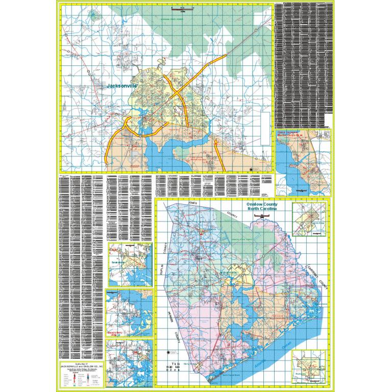 Jacksonville and Onslow County, NC Wall Map