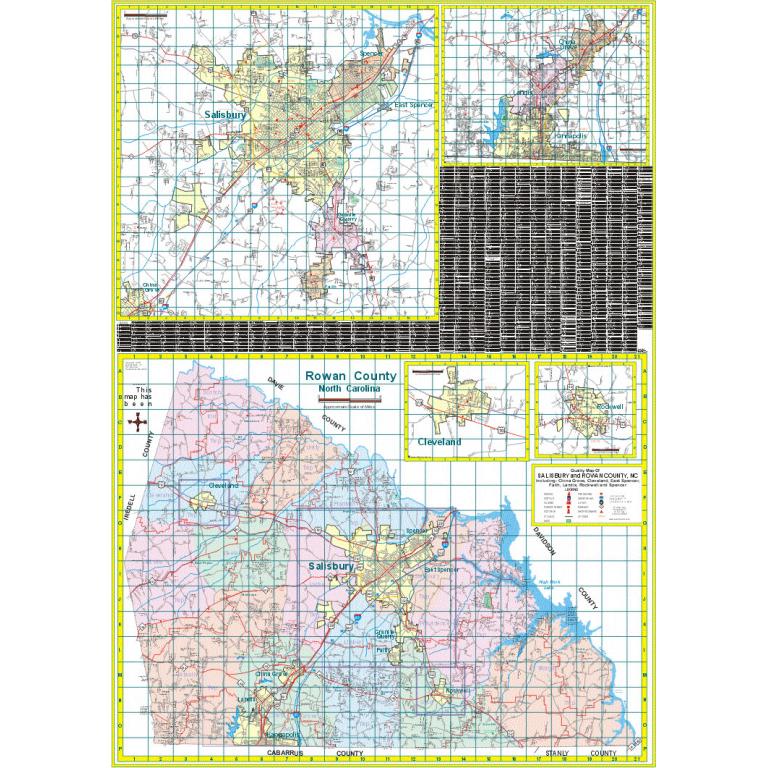 Salisbury and Rowan County, NC Wall Map