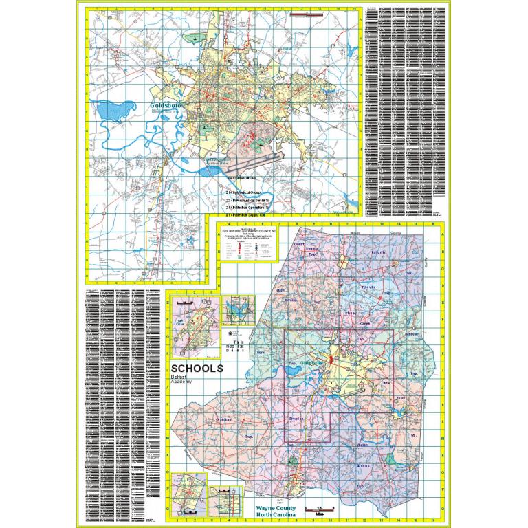 Goldsboro and Wayne County, NC Wall Map
