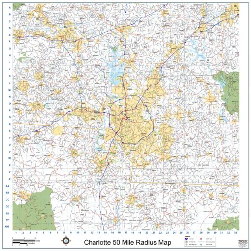 Charlotte 50-Mile Radius Wall Map by MapShop - Image 2