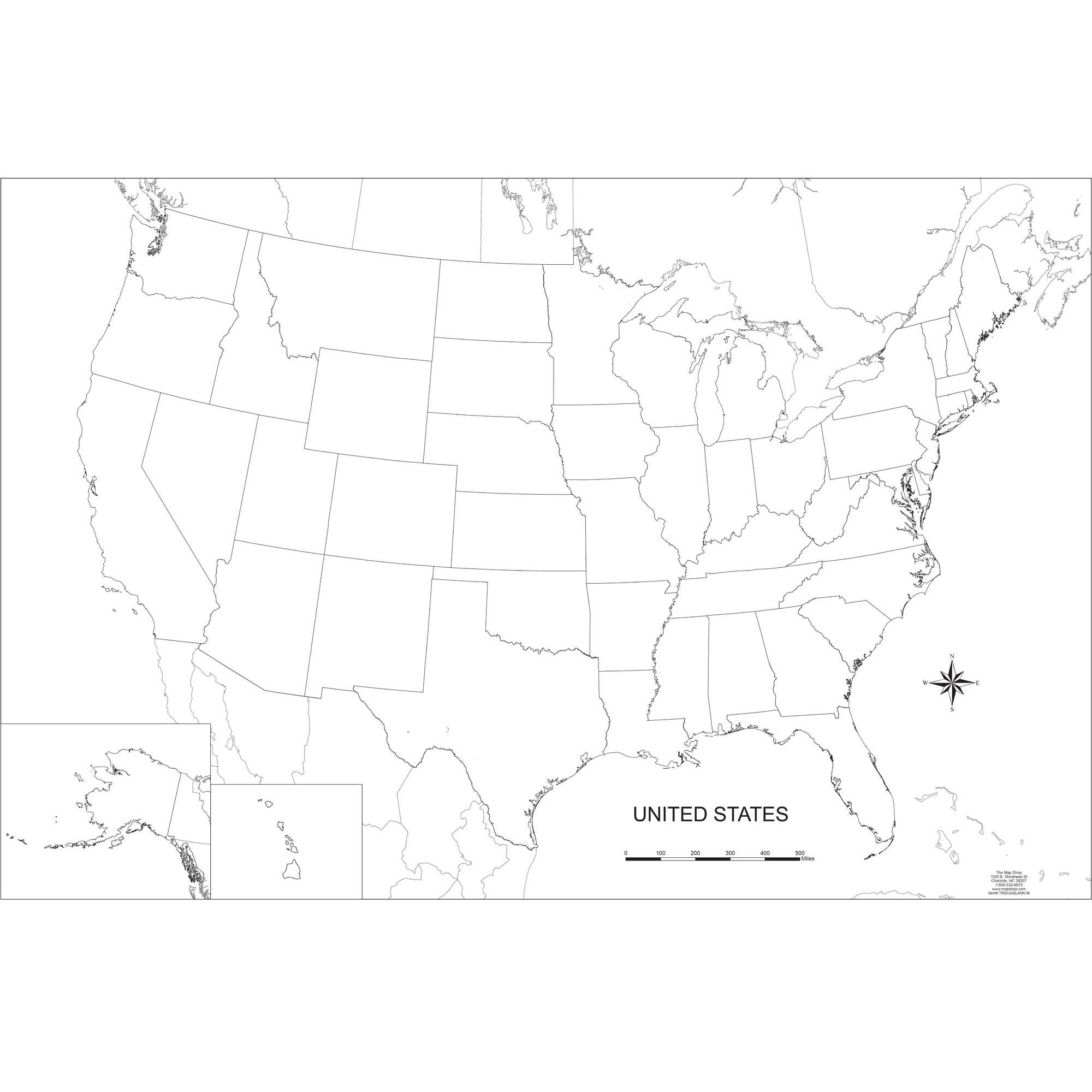 blank united states outline wall map the map shop