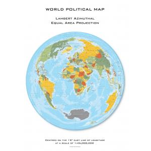World Political Hexagons (Lambert Azimuthal Equal Area projection) centred on 15? East by Oxford Cartographers