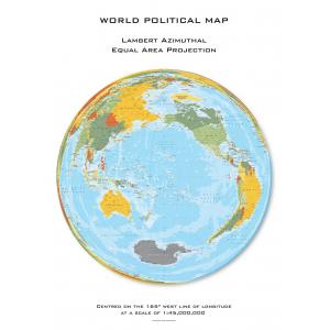 World Political Hexagons (Lambert Azimuthal Equal Area projection) centred on 165? West by Oxford Cartographers