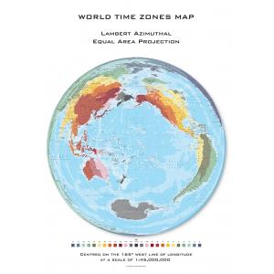 World Time Zones Hexagons (Lambert Azimuthal Equal Area projection) centred on 165? West by Oxford Cartographers
