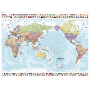 Pacific Centred World & Flags by Hema
