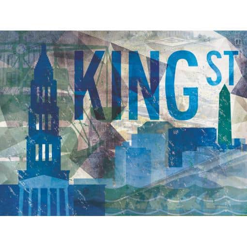 Downtown Kingston skyline with iconic landmarks, cityscape, and waterfront, showcasing maps, travel guides, and local attractions from The Map Shop for explorers and tourists.