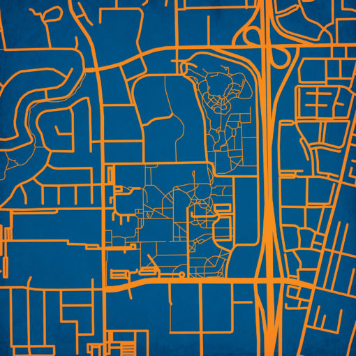 California State University, Fullerton Campus Map Art by City Prints