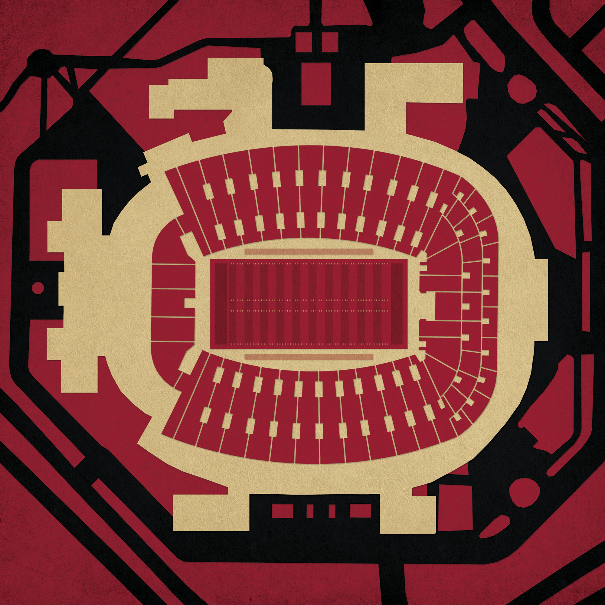 College Football Stadium Maps Map Art